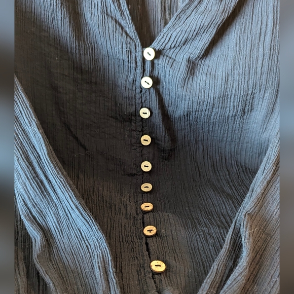 ☮️ Free People Black Fall Crop Buttoned 100% Cotton Cardigan - Picture 2 of 7